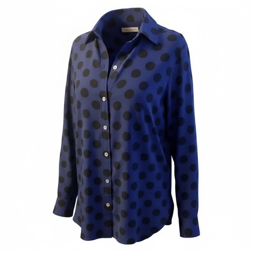 C. Wonder Women's Navy Blue Shirt With Black Polka Dots Size‎ Small